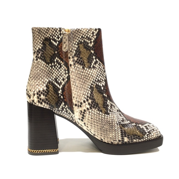 Tory Burch Ruby Snakeskin Ankle Boots -Aspen Multi Printed Snake -US 9.5 -NEW - Picture 4 of 11